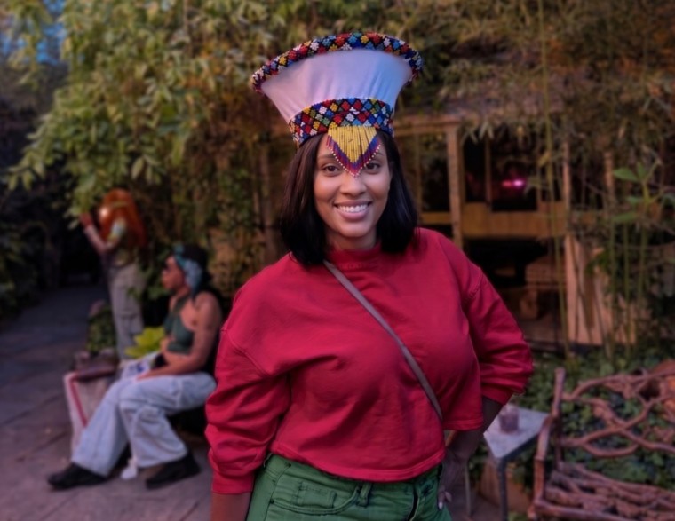 The lady wearing the Zulu Bride hat ( Image altered a bit for privacy)