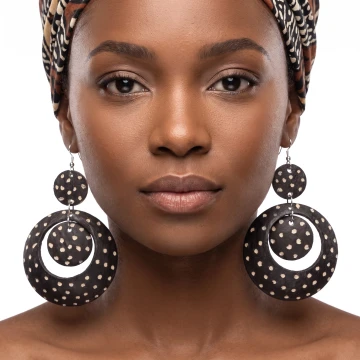African Guinea Fowl Inspired Earings Made from Matamba Fruit
