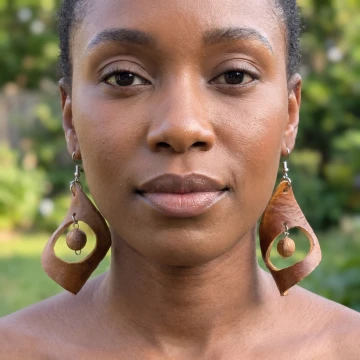 Unique Msasa tree pod with Rukato seed earings made in Zimbabwe
