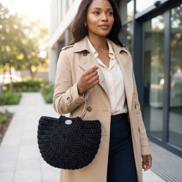 Round handmade crochet bag