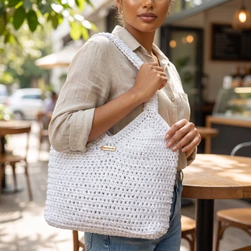 White crochet handmade bag