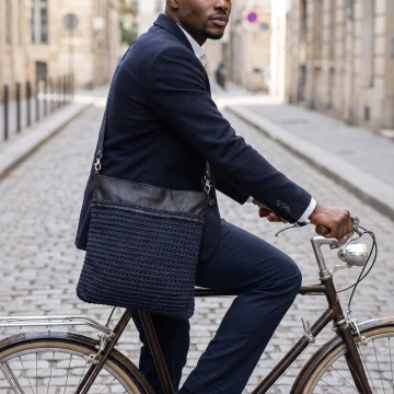 Classic Crochet Messenger bag with leather finish
