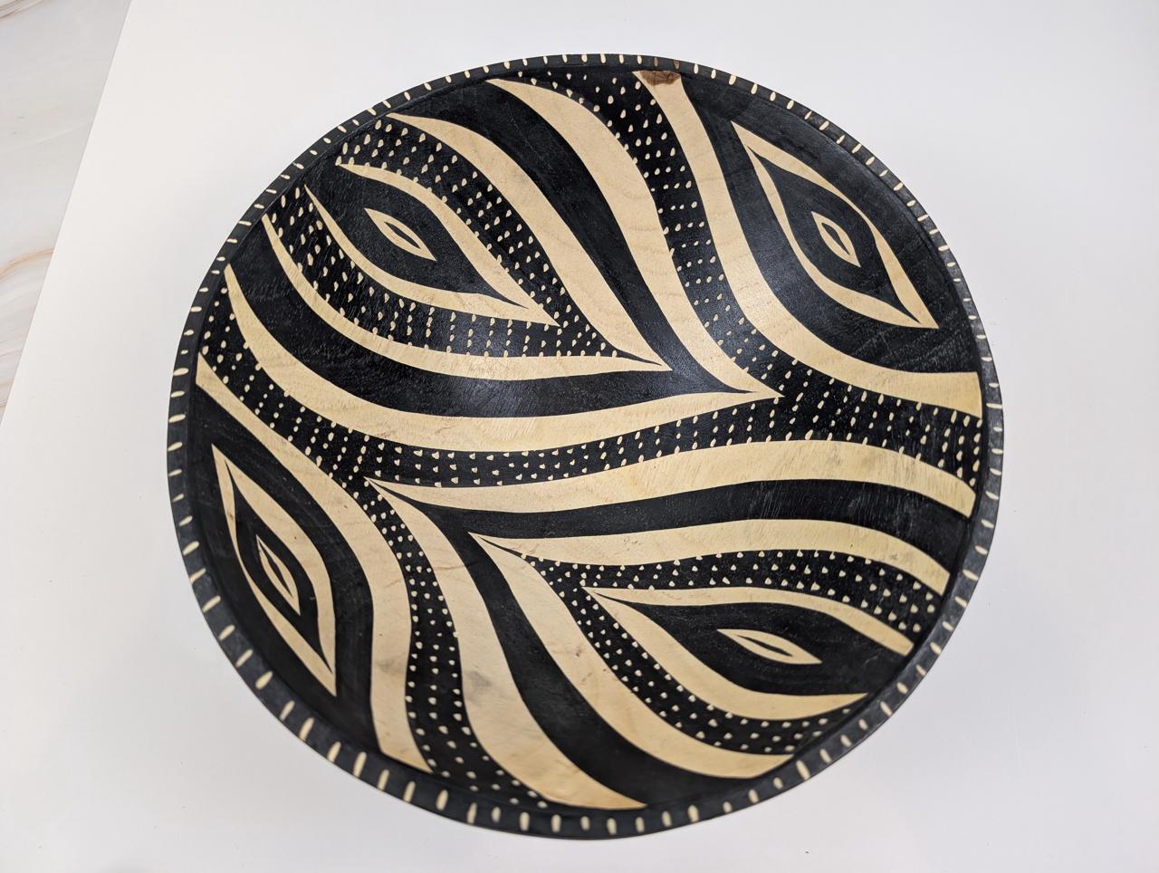 Vintage Hand Painted Decorative Africa Wood Bowl