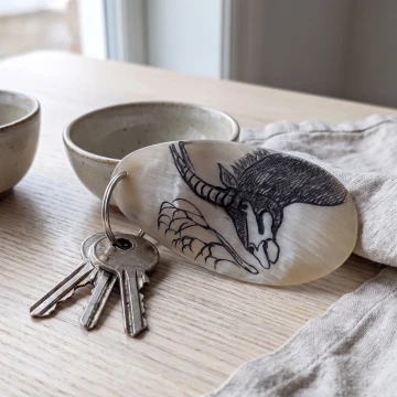 Eland scrimshawed bone keychain handcraft from Zimbabwe