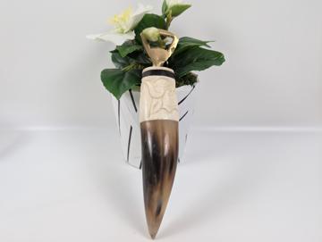 Buffalo engraved wood bottle opener made from cow bone and horn
