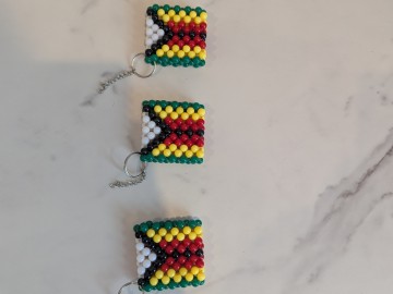 Beautiful Beaded Keychain Zimbabwe Flag