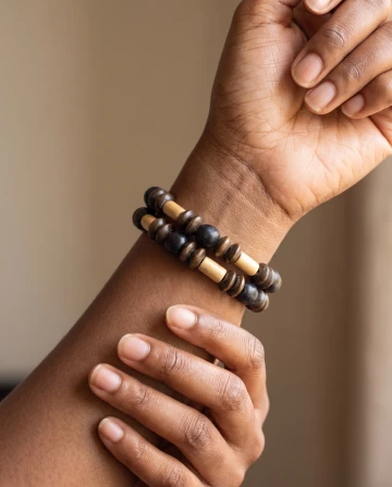Amazing shamballa bracelet made from handcrafted polished wood