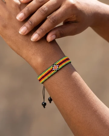 Zimbabwe Flag Handcrafted Beads Bangle