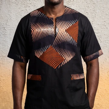 Nalatale Collection Men's Black Dashiki Shirt
