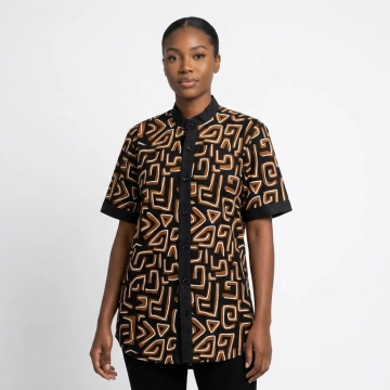 Spolilo print collarless shirt