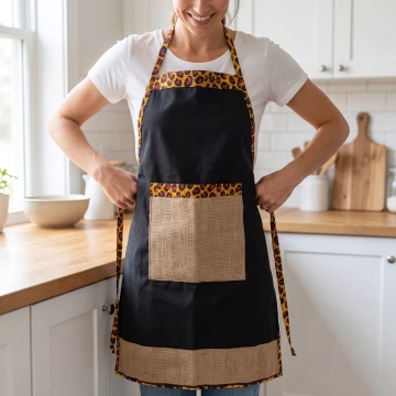 Burlap and Cheetah Print Apron