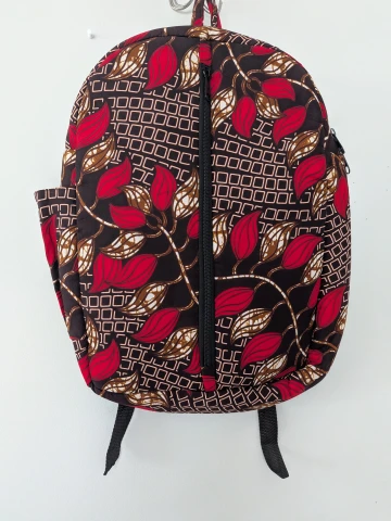 Ankara print backpack with vertical zipper