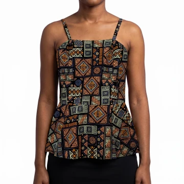 Ankara geometric African print peplum top - Size S
