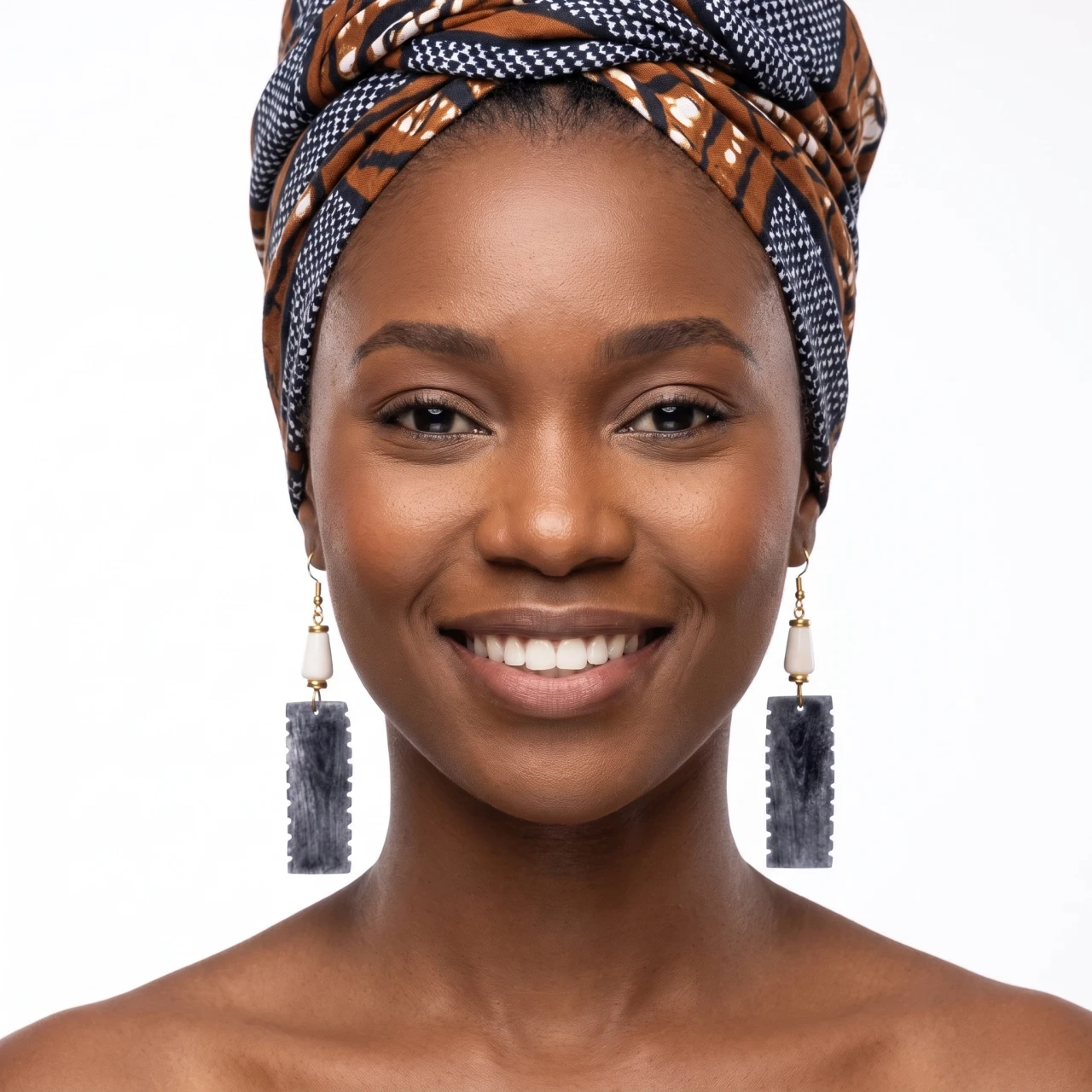 Long African dangle bone earring