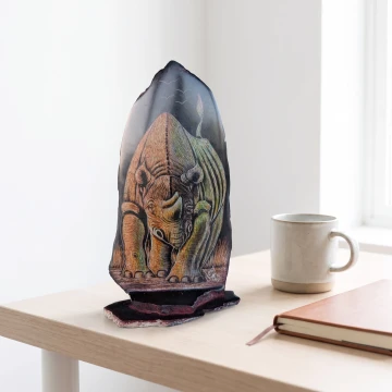 Charging Rhino Stone Etching | Handcrafted | Stone work