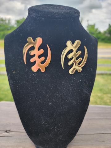 18K gold-plated Gye Nyame earrings, African Map, Africa earrings, Big Earrings, Statement earrings, Africa in Africa earrings