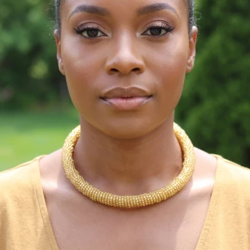 Brass colored |Zulu|Chocker| circular necklace| thick